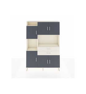 Arges Dolap 8 Raflı 2 Çekmeceli 6 Kapaklı 132x30x195 Aytaşı-Antrasit/Aytaşı