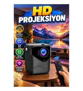 Taşınabilir 1080 HD Projeksiyon Cihazı 2GB RAM 64GB Depolama ve Uzaktan Kumanda