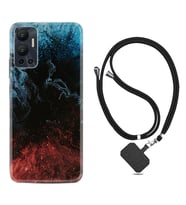 Infınix Hot 12 Kılıf Resimli Boyun Askılı İpli Desenli Silikon Red Blue Black Abstact 1386