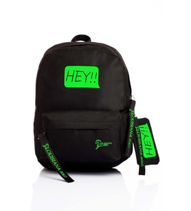 Laptop Bölmeli Okul Çantası Hey!!! Siyah Yeşil 1525