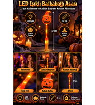 Halloween LED Işıklı Balkabağı Asası 32 cm Cadılar Bayramı Parti Kostüm Gösteri Aksesuarı