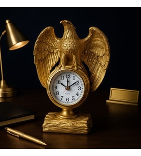 Kartal Figürlü Gold Masa Saati – 21x13 cm, Premium Koleksiyon Dekor  Ev Ofis Hediyesi