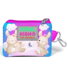 Coral High Pembe Mavi Tavşan Bozuk Para Çantası - Kız Çocuk