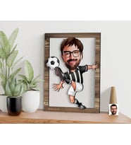 BK Gift Kişiye Özel Erkek Futbolcu Karikatürlü 3D Ahşap Tablo, Sevgiliye Hediye, Arkadaşa Hediye, Yıl Dönümü Hediyesi, Doğum Günü Hediyesi-1