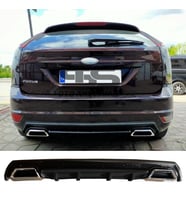 Ford Focus 2 HB Difüzör Arka Tampon Eki 2 Egzoz Çıkışlı Siyah Lüx Tip