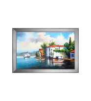 İstanbul Yalıları Motifli Kanvas Tablo 50 x 70 cm Silver Çerçeve