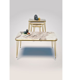 Zigon Sehpa Kr Ve Orta Sehpa Kr Set Çift Gold Efes Tel 1112