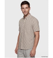 LCWAIKIKI Classic Bej Regular Fit Ekose Poplin Erkek Gömlek