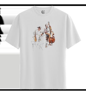 Jazz Duo - %100 Pamuklu Kadın Beyaz Tişört - Premium Quality