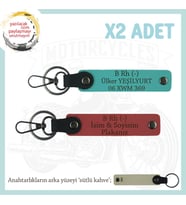 Asfaltın Tozunu Attıranlara x2 Anahtarlık İsim Plaka ve B- Kan Grubu Yazılı, Nar Çiçeği-K Turkuaz-SK (Çok Renkli)