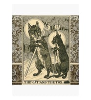 Kedi Ve Fox Orman Hayvanları Siyah Beyaz Çiçekli Tablo Ahşap Poster Dekoratif
