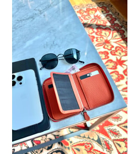 MFTLEATHER Lotus Flother 1616 Unisex Hakiki Deri Cüzdan Turuncu