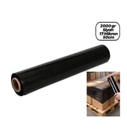 6 ADET BRÜT: 2000GR = NET STREÇ: 1500GR SİYAH KOLİ - PALET STREÇ FİLM 17 MİKRON 50CM (5343)
