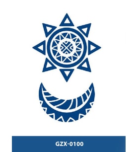 GZX-100 YARI KALICI AY VE YILDIZ ETNİK DESEN DÖVME-TATTO