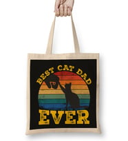 Best Cat Dad Ever Funny Cat Daddy Father Day Vintage 04 Bez Çanta Uzun Saplı
