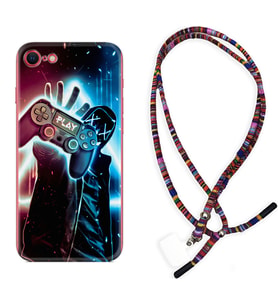 Apple iPhone 5 6 7 8 Plus Se XR Kılıf Boyun Asklı Rasta Silikon Play Me 1757