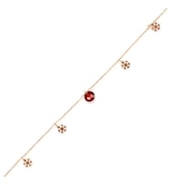 925 Ayar Rose Gümüş Yuvarlak Garnet Taşlı Kar Tanesi Halhal