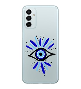 Samsung Galaxy M13 Uyumlu Nazar Göz Desenli Şeffaf Telefon Kılıfı
