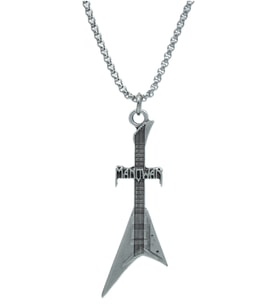 Manowar Elektro Gitar Örme Zincir Kolye - Gümüş Kaplama - Erkek Kadın Kolye - No:1555
