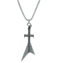 Manowar Elektro Gitar Örme Zincir Kolye - Gümüş Kaplama - Erkek Kadın Kolye - No:1555