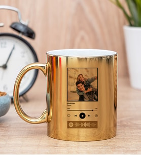 Kişiye Özel Spotify Tasarım Fotoğraflı Gold Kupa Bardak