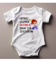%100 Pamuklu Dayı Temalı Kişiselleştirilebilir Baskılı Zıbın (Pamuk Beyaz)