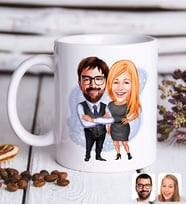 BK Gift Kişiye Özel Sevgililer Karikatürlü Beyaz Kupa Bardak-100