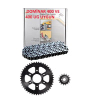 Dominar 400-400 Ug Zincir Dişli Seti Choho (Dişliler Ön 15T Arka 45T) Siyah Oringli Zincir Arasmto