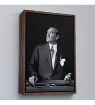 Çerçeveli Atatürk Portre Tablosu Mustafa Kemal Atatürk Dikdörtgen Dekoratif Kanvas Tablo (Kahverengi)