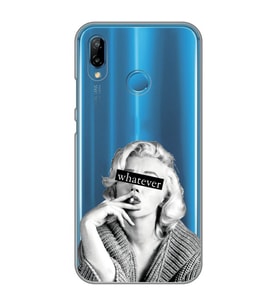 Huawei P20 Lite Uyumlu Marilyn Monroe Desenli Şeffaf Telefon Kılıfı