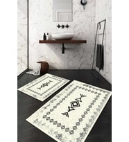 Dijital Baskılı Kaymaz Taban Yıkanabilir 2'li Klozet Takımı Banyo Paspası NDKZ-HT-925 (Krem)