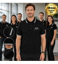Logonuza Özel 10 Adet Siyah Çizgili Premium Polo Yaka Tişört