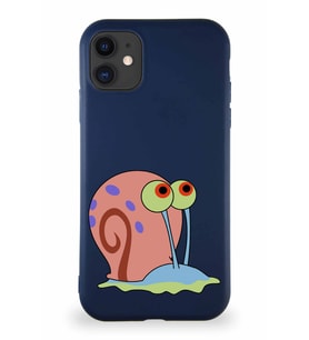 Apple iPhone 11 Soft Premier Kapak Salyangoz Gary Tasarımlı Silikon Kılıf - Lacivert (Şeffaf)