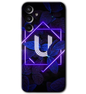 Galaxy S23 FE Kılıf HD Desen Baskılı Arka Kapak - Dark Neon Yaprak U Harfi
