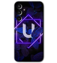 Galaxy S23 FE Kılıf HD Desen Baskılı Arka Kapak - Dark Neon Yaprak U Harfi