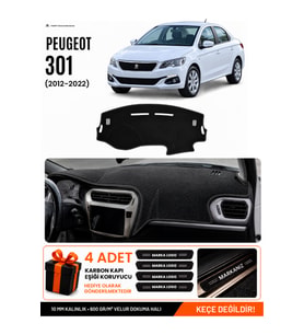 PEUGEOT 301 (2012-2022) Uyumlu Torpido Örtüsü Torpido Kılıfı - Siyah