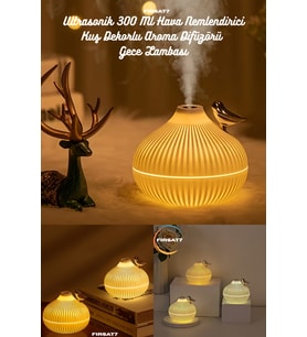 Ultrasonik Dekoratif Kuş Hava Nemlendirici 300 ML, Aroma Difüzörü ve Gece Lambası