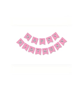 Pembe Gümüş Happy Yaldızlı Banner