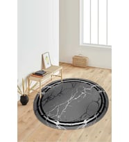 Dijital Baskılı Kaymaz Taban Yıkanabilir Yuvarlak Salon Halısı Koridor Halısı Paspas NDY-HT-1260 (Gümüş)
