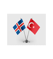 İzlanda Bayrağı ve Türkiye Bayrağı İkili Saten Masa Bayrağı Takımı