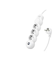 Periboia Termal Akım Korumalı Uzatma Kablosu 3 Priz + 2X Usb 2.1A Anahtarlı 2 M - Beyaz 3393-01 (Çok Renkli)