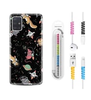 Samsung a71 A72 A73 A7 A9 2018 C7 C9 Kılıf Kablo Koruma Spiral Silikon Planet Animals 1771