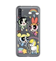 Samsung Galaxy M21 Uyumlu Powerpuff Girls Desenli Şeffaf Telefon Kılıfı