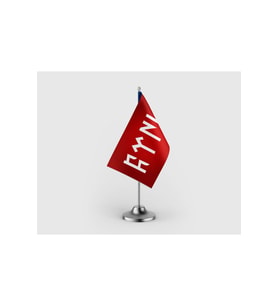 Kırmızı Türk Yazılı Tekli Saten Masa Bayrağı Seti