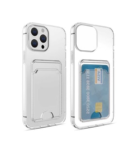 Apple iPhone 14 Pro Kılıf Kartlıklı Şeffaf Silikon Kapak (Renksiz)