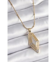 316L Çelik Gold Renk Zirkon Taşlı Vintage Model Kadın Kolye (Karışık)