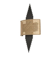 HANDE SİYAH OVAL RATTAN ABAJURLU APLİK