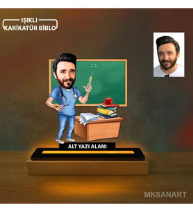 Kişiye Özel Hemşirelik Ogretmenler Günü Karikatürlü 14 cm MDF Işıklı Biblo - Öğretmen Hediyesi Öğretmenler Günü Hediyesi