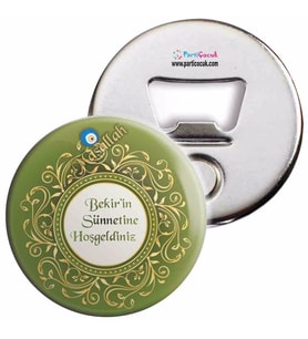 Sünnet Süsleri Yeşil Gold Tuğralı Açacaklı Magnet