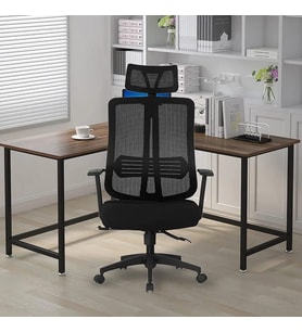 Yüksek Sırtlı Döner Yönetici Ofis Koltuğu, Ergonomik Bel Desteği, Ayarlanabilir Kafalık, 3D Kolçak